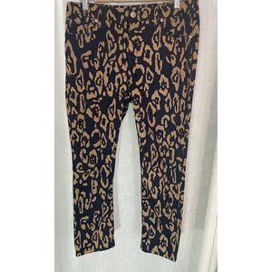 Chicos So Slimming Girlfriend Ankle Jeans Womens Sz 0.5 Petite Animal Print Navy
